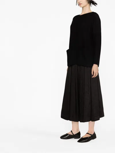 Daniela Gregis Knit Pullover Round Neck Front Pockets In Black