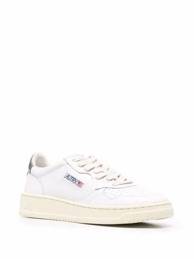 Autry Low-top Sneakers With Perforated Detailing And Metallic Accents In White