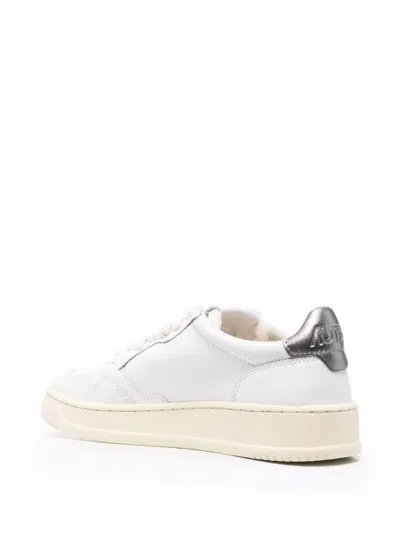 Autry Low-top Sneakers With Perforated Detailing And Metallic Accents In White