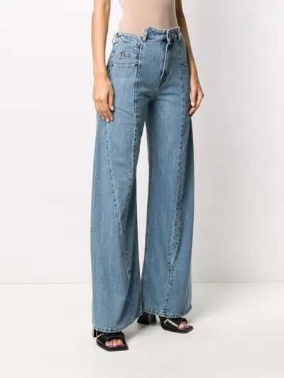 Maison Margiela High Waist Wide Leg Five Pocket Jeans In Blue