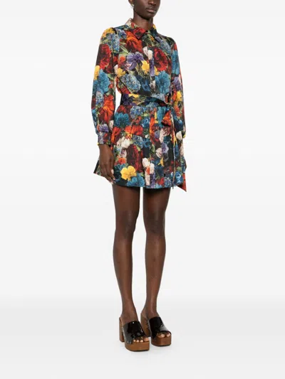 Alice And Olivia Lily Mini Shirt Dress In Flourish Sm In Multi