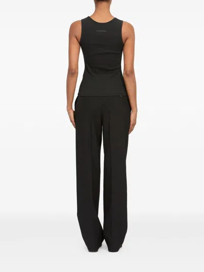 Mm6 Maison Margiela Numeric Logo Patch Stretch Cotton Tank In Blue