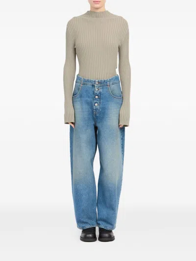 Mm6 Maison Margiela Mm6 By Maison Margiela Straight Leg Cropped Jeans In Blue