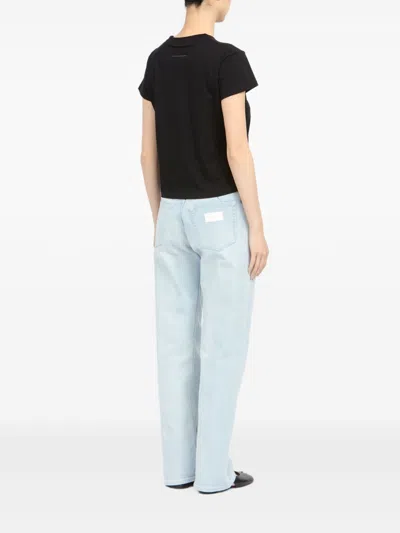 Mm6 Maison Margiela Patch Cotton T-shirt In Black