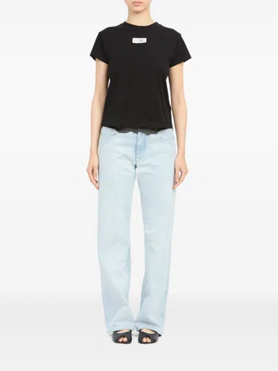 Mm6 Maison Margiela Patch Cotton T-shirt In Black