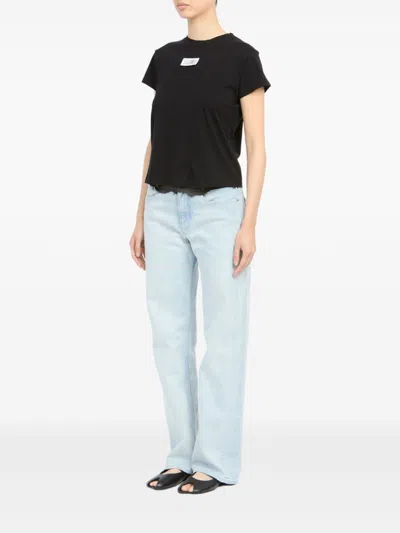 Mm6 Maison Margiela Patch Cotton T-shirt In Black