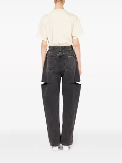 Maison Margiela Black Five-pocket Style Jeans With Rips In Cotton Denim Woman