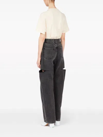 Maison Margiela Black Five-pocket Style Jeans With Rips In Cotton Denim Woman