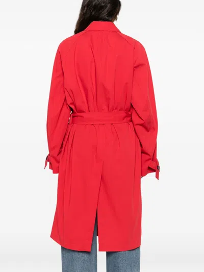 Totême Womens Poppy Light Spring Belted Cotton-poplin Trench Coat In Red