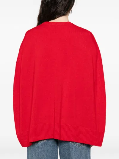 Totême Cashmere Crew Neck Knit Jumper Long Sleeves In Red