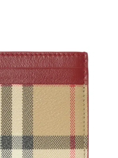 Burberry Check Pattern Compact Credit Card Case In Red