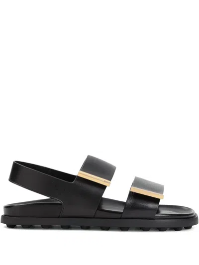 Tod's Leather Slingback Sandals In Black