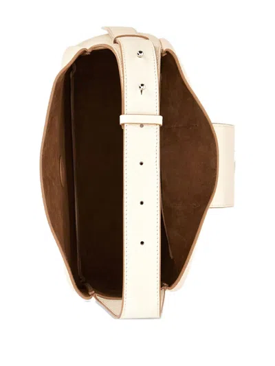 Hogan Shoulder Bag Textured Finish Adjustable Strap In Neutral