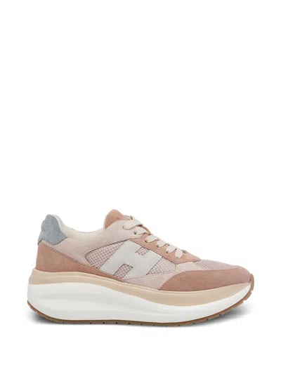 Hogan Neutrals Calfskin Suede Panel Sneakers In Multi