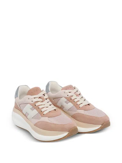 Hogan Neutrals Calfskin Suede Panel Sneakers In Multi