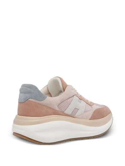 Hogan Neutrals Calfskin Suede Panel Sneakers In Multi