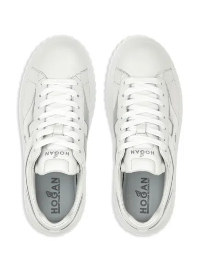 Hogan Women Silver H-stripes Leather Sneakers, 7.5 Luxury Sneakers For Women Darveys In White
