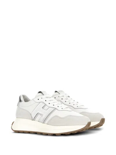 Hogan Women Silver H641 Leather Sneakers, 6.5 Luxury Sneakers For Women Darveys In White