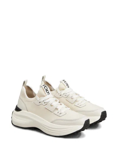 Tod's Platform Sneakers Panelled Design Pull Tab In White