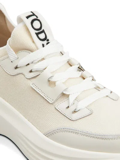 Tod's Platform Sneakers Panelled Design Pull Tab In White