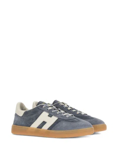 Hogan Navy Suede Leather H Sneakers In Black