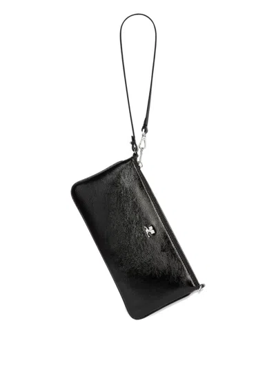 Courrèges Rectangular Naplack Pouch Adjustable Strap In Black