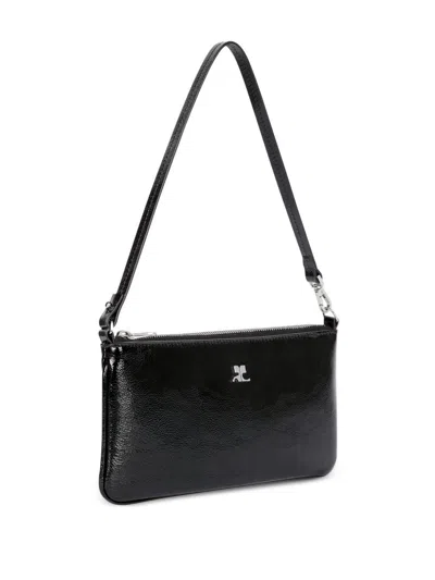 Courrèges Rectangular Naplack Pouch Adjustable Strap In Black
