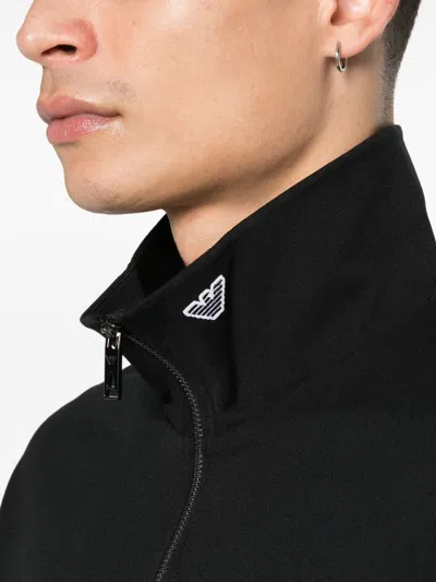 E.armani Exclusive Pre Half Zip Pullover In Black