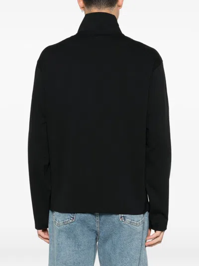 E.armani Exclusive Pre Half Zip Pullover In Black
