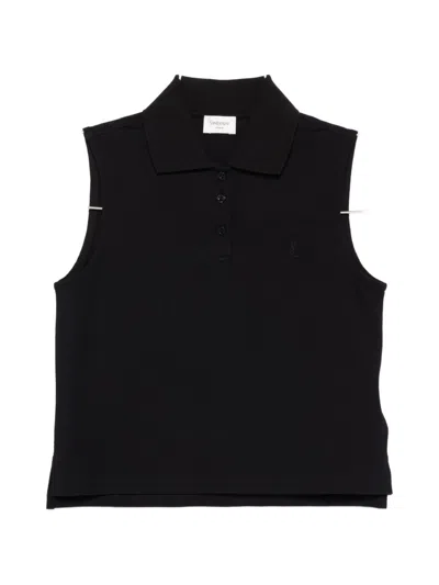 Saint Laurent Cassandre Polo Shirt In Cotton Piqu In Black