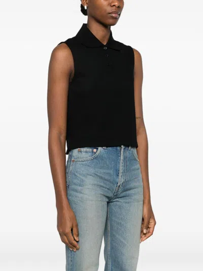 Saint Laurent Cassandre Polo Shirt In Cotton Piqu In Black