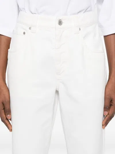 Brunello Cucinelli Cotton Trousers Rivet Detail Five Pockets In White