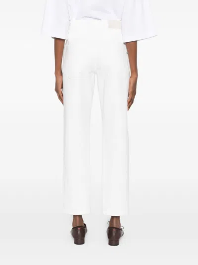 Brunello Cucinelli Cotton Trousers Rivet Detail Five Pockets In White