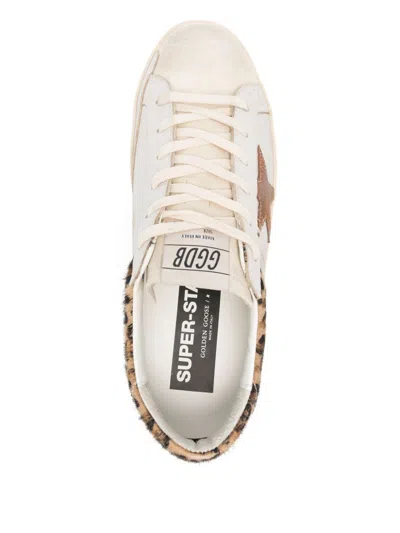 Golden Goose Super Star Leather Upper Horsy Leo Printed Collar Suede Star Sneakers White In Neutral