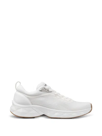 Jimmy Choo Diamond Run Leather Mesh Sneakers Pull Tab In White
