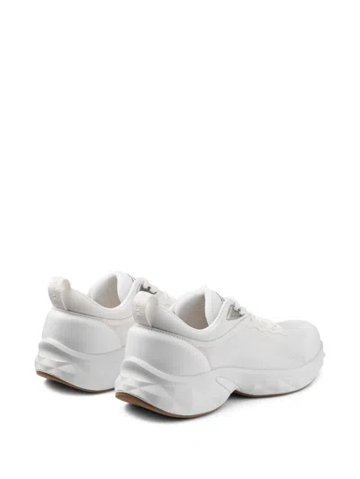 Jimmy Choo Diamond Run Leather Mesh Sneakers Pull Tab In White