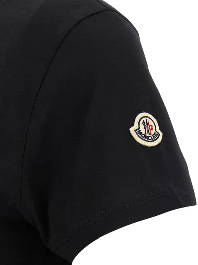 Moncler Cotton Ribbed Crewneck Short-sleeve T-shirt In Black