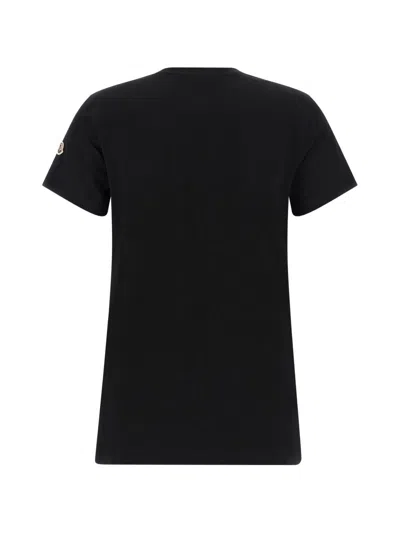 Moncler Cotton Ribbed Crewneck Short-sleeve T-shirt In Black