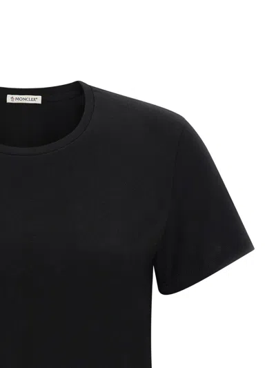 Moncler Cotton Ribbed Crewneck Short-sleeve T-shirt In Black