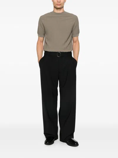 E.armani Exclusive Pre Wool Trousers In Black