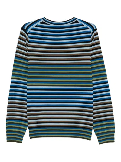 Ps By Paul Smith Ps Paul Smith Stripe Merino Wool Crewneck Sweater In Blue