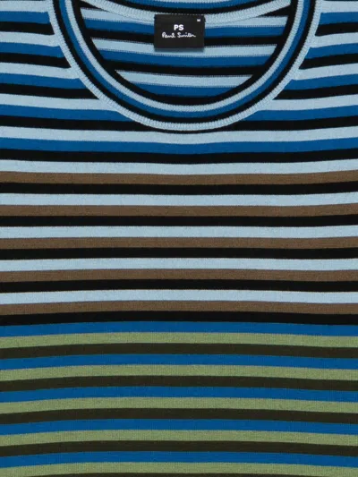 Ps By Paul Smith Ps Paul Smith Stripe Merino Wool Crewneck Sweater In Blue