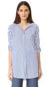 M.i.h. Jeans Oversized Striped Cotton Shirt In Llue