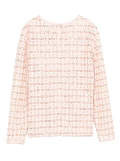 Emporio Armani Tulle Top With Sequin And Bead Embroidery In Pink