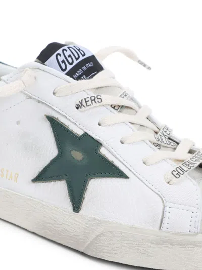 Golden Goose Super-star White Low Top Sneakers With Embossed Logo And Contrasting Heel Tab In Leather Man In Multi