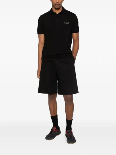 Moncler Polo T-shirt With Logo-patch In Black