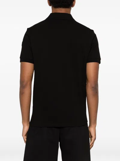Moncler Polo T-shirt With Logo-patch In Black