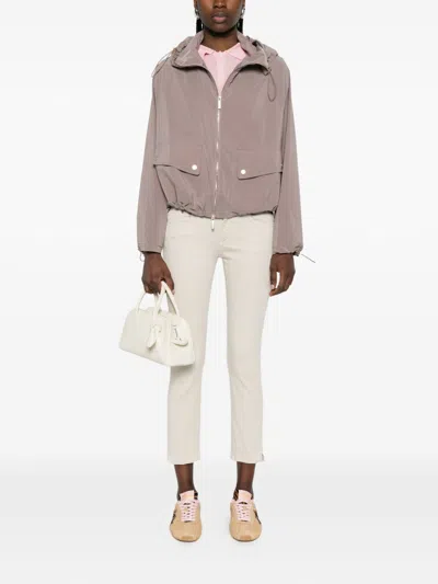 Emporio Armani Full-zip Nylon Blouson With Hood In Gray