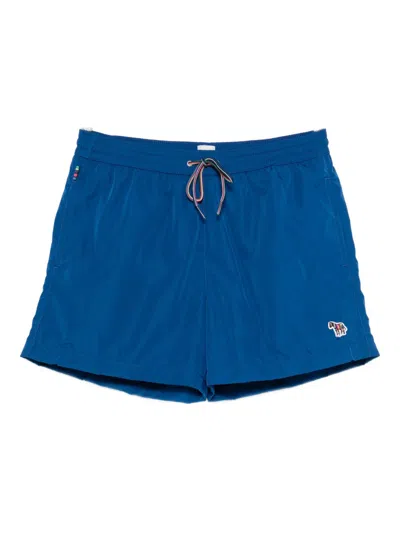 Paul Smith Zebra Drawstring Beachwear In Blue