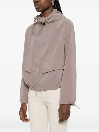 Emporio Armani Full-zip Nylon Blouson With Hood In Gray